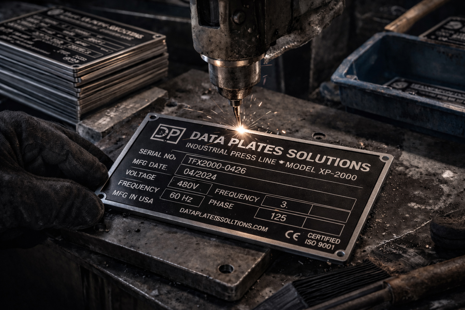 Engraved Metal Data Plates2 manufactured by HND Designs in Aberdeen. UK engraved stainless steel and aluminium data plate.