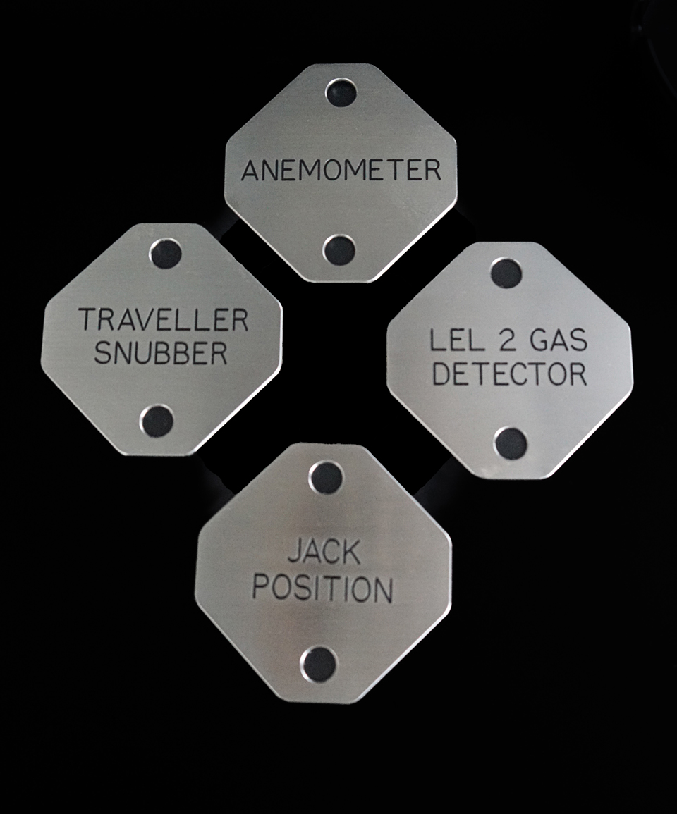Industrial Metal Data Plate Example 14 manufactured by HND Designs in Aberdeen. UK engraved stainless steel and aluminium data plate.