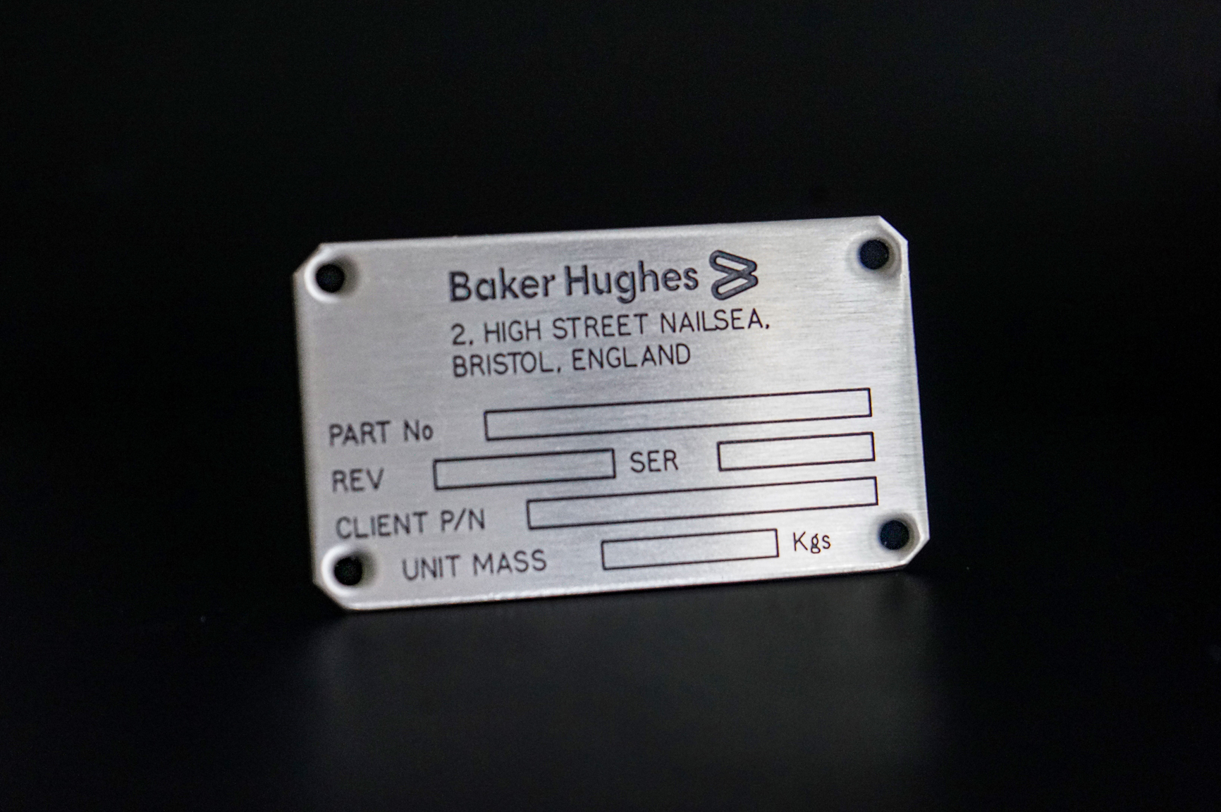 Industrial Metal Data Plate Example 16 manufactured by HND Designs in Aberdeen. UK engraved stainless steel and aluminium data plate.