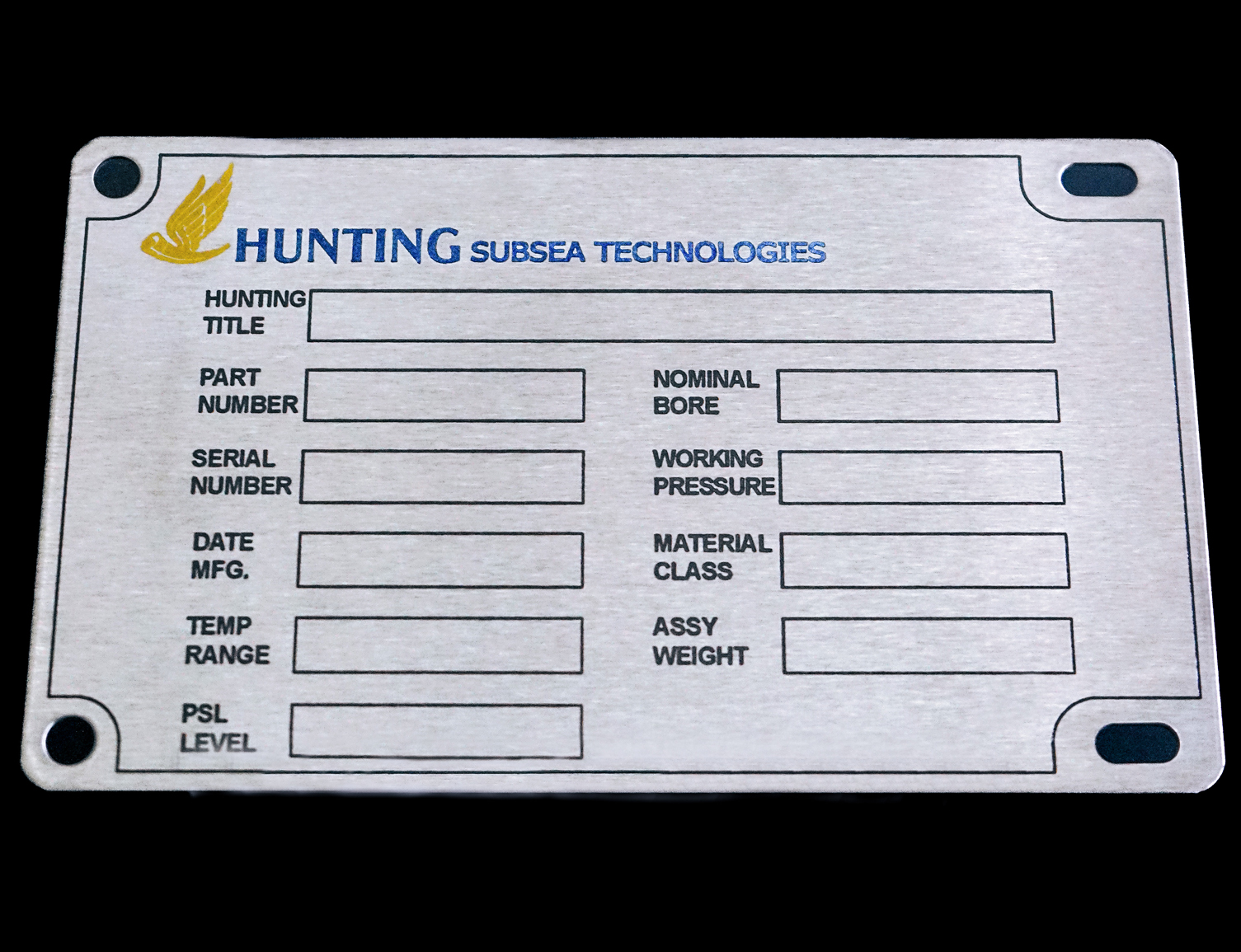 Equipment Identification Plates example